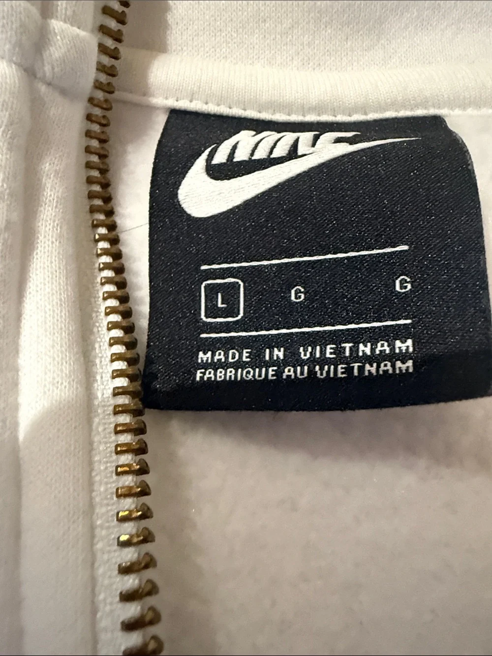 Nike White 'Just Do It.' Quarter-Zip Cropped Sweatshirt gold emblem